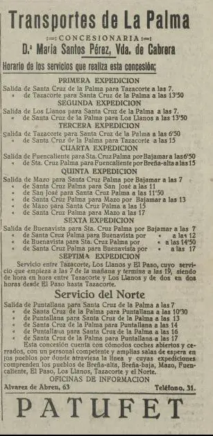 Horarios, guaguas del sur - María Santos Pérez.
